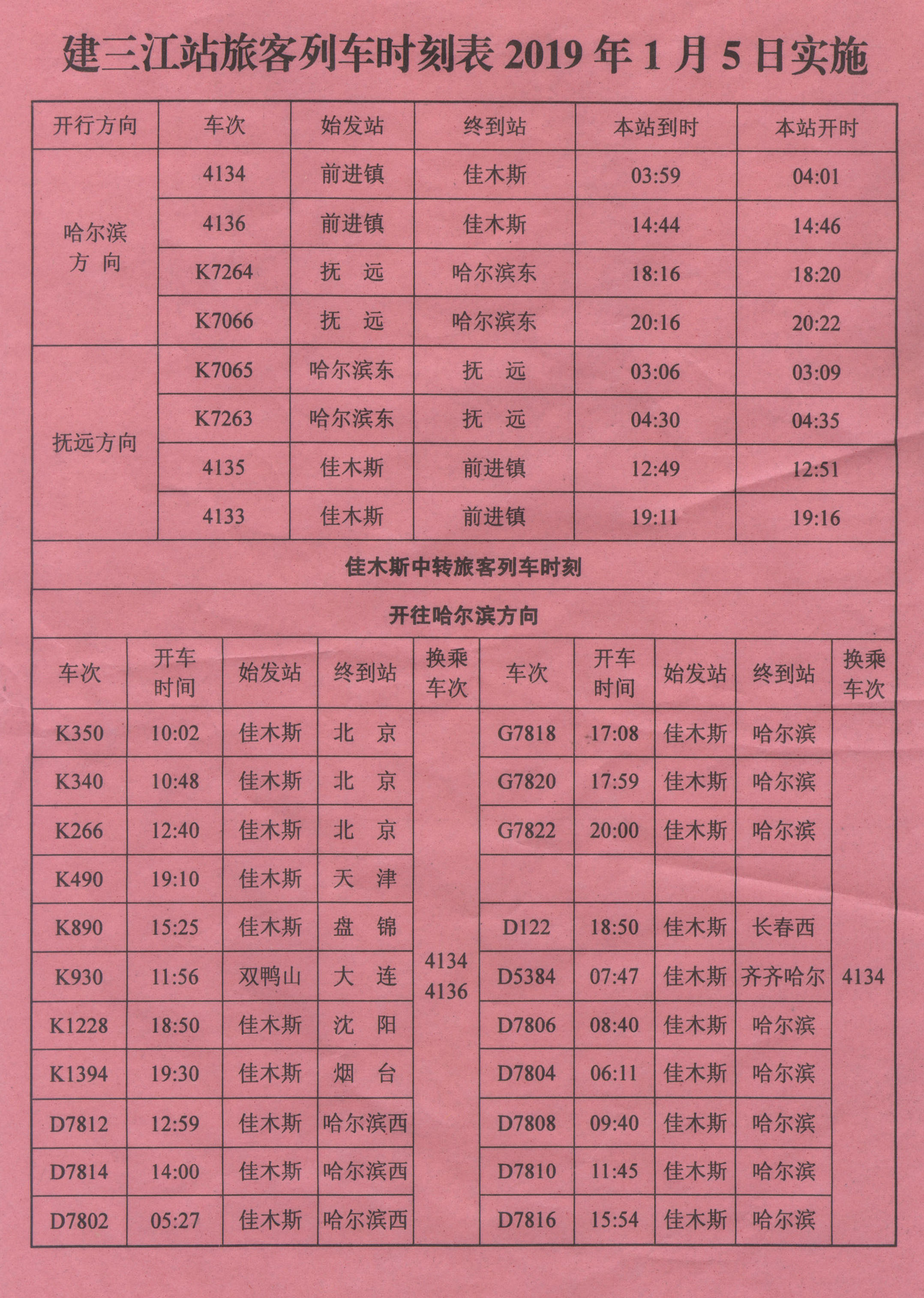 建三江火车站,佳木斯火车站最新列车时刻表